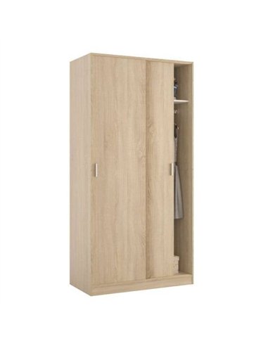 Hansen Canadian Oak Effect Small Narrow Sliding 2 Door Wardrobe, 3211