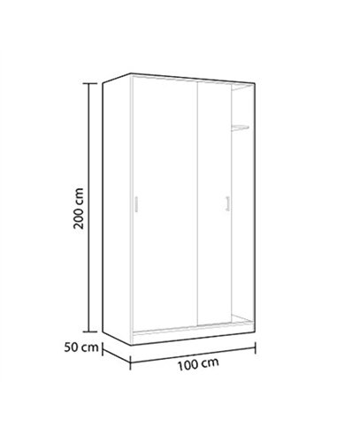 Hansen Canadian Oak Effect Small Narrow Sliding 2 Door Wardrobe, 3211