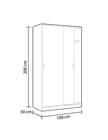 Hansen Canadian Oak Effect Small Narrow Sliding 2 Door Wardrobe, 3211 - pic 114913 | FastDaddyshop
