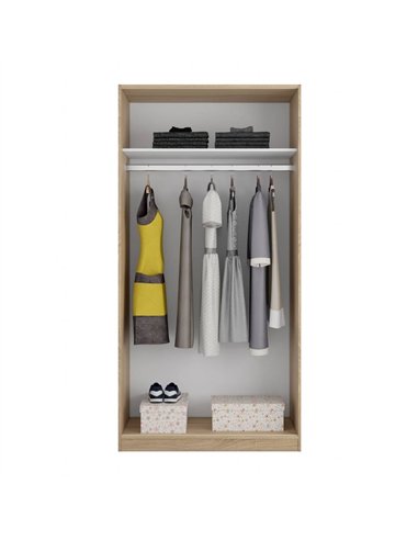 Hansen Canadian Oak Effect Small Narrow Sliding 2 Door Wardrobe, 3211