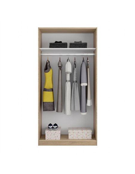 Hansen Canadian Oak Effect Small Narrow Sliding 2 Door Wardrobe, 3211 - pic 114914 | FastDaddyshop