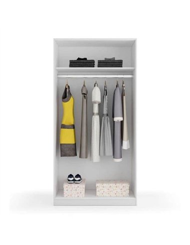 Hansen White Small Narrow Sliding 2 Door Wardrobe, 3207