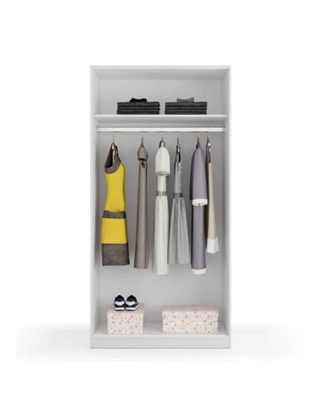 Hansen White Small Narrow Sliding 2 Door Wardrobe, 3207 - pic 114918 | FastDaddyshop