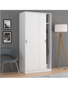 Hansen White Small Narrow Sliding 2 Door Wardrobe, 3207 2