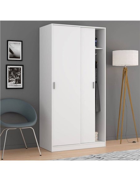 Hansen White Small Narrow Sliding 2 Door Wardrobe, 3207 - pic 114919 | FastDaddyshop