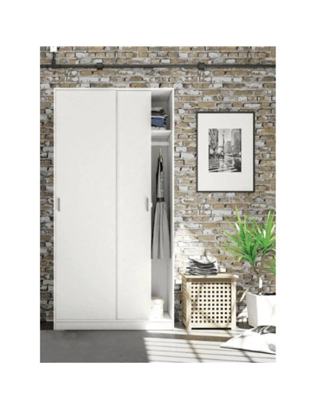 Hansen White Small Narrow Sliding 2 Door Wardrobe, 3207 - pic 114920 | FastDaddyshop