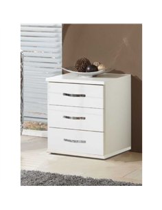 Ivana German White Gloss 3 Drawer Bedside, 2656