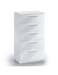 Madrid White Gloss Tall Chest Of Drawers, 2429