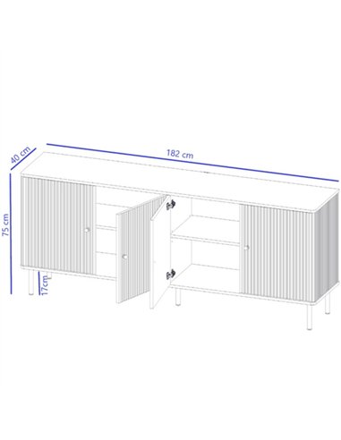 Maison White And Gold 4 Door Wide Sideboard, 3143