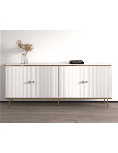 Maison White And Gold 4 Door Wide Sideboard, 3143