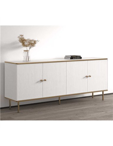 Maison White And Gold 4 Door Wide Sideboard, 3143
