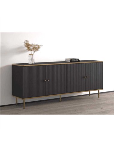 Maison Black And Gold 4 Door Wide Sideboard, 3144