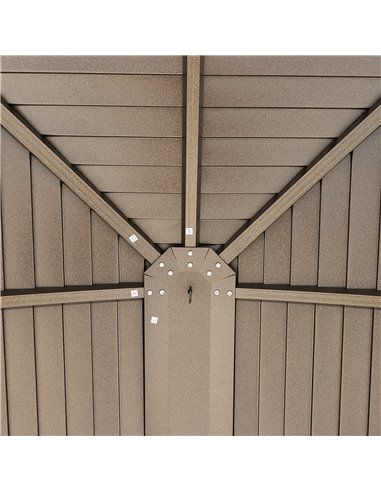 Outsunny 4 x 3(m) Patio Aluminium Gazebo Hardtop Metal Roof Canopy Party Tent Garden Outdoor Shelter with Mesh Curtains & Side W