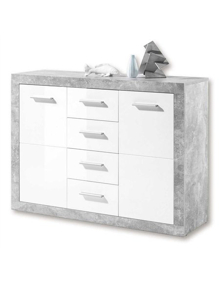 Pietra 117cm Sideboard Grey and White Gloss 2 door 4 drw, 2698 - pic 114979 | FastDaddyshop