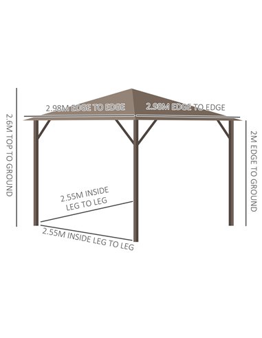 Outsunny Steel Hardtop Gazebo Patio Tent Outdoor Sun Shelter Aluminum w/ Curtain