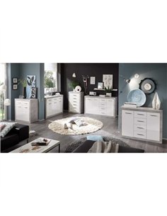 Pietra 117cm Sideboard Grey and White Gloss 2 door 4 drw, 2698 2