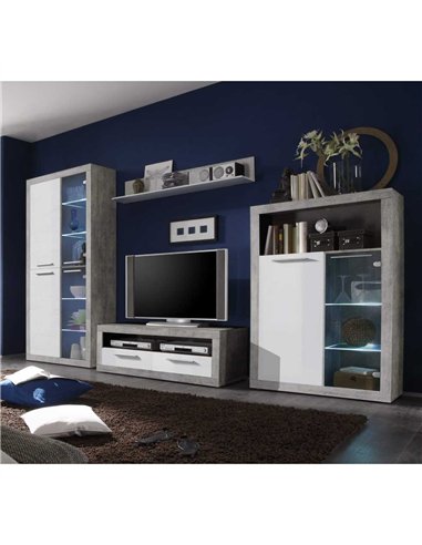 Pietra 120cm TV Cabinet Grey and White Gloss, 2702