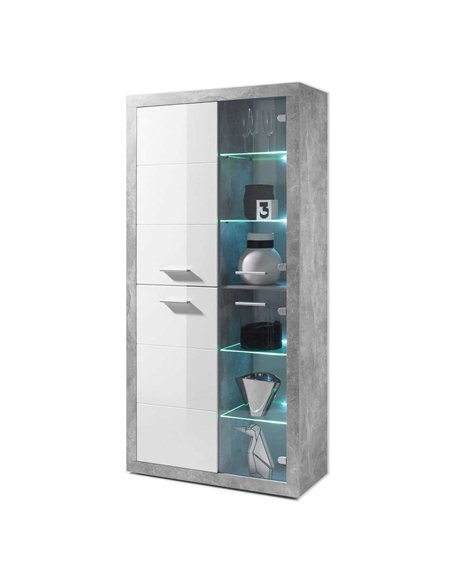 Pietra Tall Display Cabinet in Grey and White Gloss, 2703 - pic 114986 | FastDaddyshop
