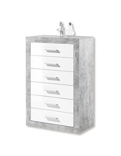 Pietra Tallboy Chest of Drawers Grey and White Gloss 6 DRW, 2705