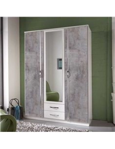 Ramina Concrete Grey and White 3 Door 2 Drawer Wardrobe, 2659