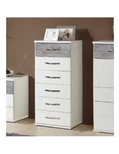 Ramina Concrete Grey And White Narrow Chest of Drawers, 2661