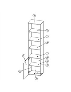Santino Bookcase White Gloss 1 Door S12, 2620 2