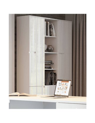 Santino Bookcase White Gloss 3 Doors S13, 2621