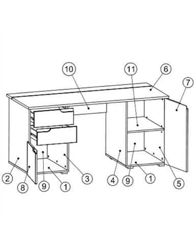 Santino Large White Computer Desk S15, 2617