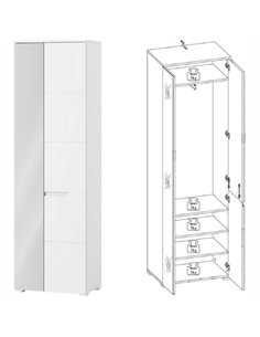 Santino White Gloss Slim Wardrobe with Mirrored Door S22, 2643 2