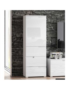 Santino White Gloss Slim Tallboy Storage Unit with Cupboard and Drawers S11, 2642 2