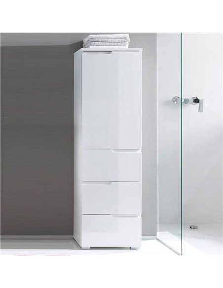 Santino White Gloss Slim Tallboy Storage Unit with Cupboard and Drawers S11, 2642 - pic 115006 | FastDaddyshop