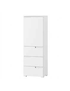 Santino White Gloss Slim Tallboy Storage Unit with Cupboard and Drawers S11, 2642