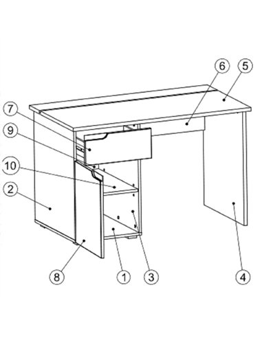 Santino White Gloss Computer Desk S14, 2619
