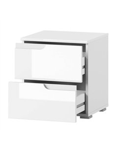 Santino White Gloss 2 Drawer Bedside Table S32, 2713 2