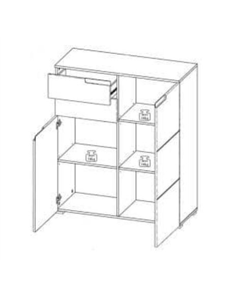 Santino White High Gloss Tall 2 Door Sideboard S7, 2923 - pic 115028 | FastDaddyshop