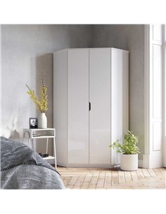 Santino White High Gloss Corner Wardrobe, 2943