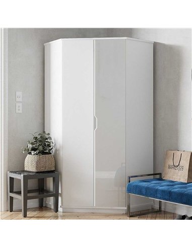 Santino White High Gloss Corner Wardrobe, 2943