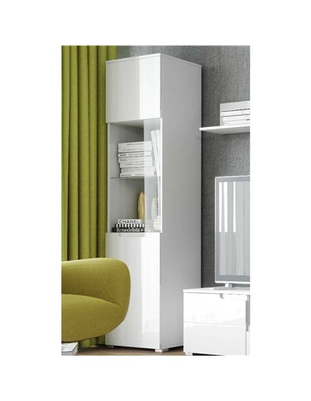 Santino White Gloss Tall 1 Glass Door Display Unit S25, 2951 - pic 115044 | FastDaddyshop