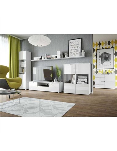 Santino White Gloss Tall 1 Glass Door Display Unit S25, 2951