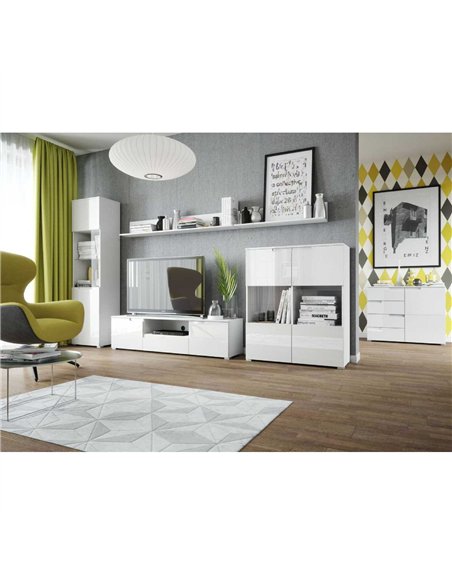 Santino White Gloss Tall 1 Glass Door Display Unit S25, 2951 - pic 115047 | FastDaddyshop