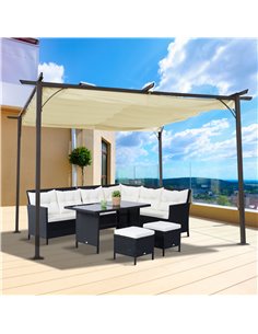 Outsunny 3.5x3.5m Metal Pergola Gazebo Marquee for Party BBQ, Beige 2