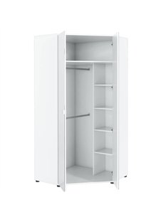 Santino Full Mirrored and White 2 Door Corner Wardrobe, 2292