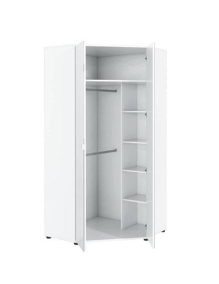 Santino Full Mirrored and White 2 Door Corner Wardrobe, 2292 - pic 115067 | FastDaddyshop