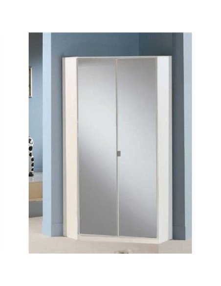 Santino Full Mirrored and White 2 Door Corner Wardrobe, 2292 - pic 115069 | FastDaddyshop