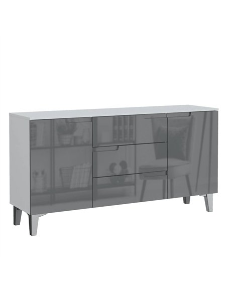 Santino Grey High Gloss And White 2 Door & 3 Drawer Wide Sideboard, 3236 - pic 115083 | FastDaddyshop