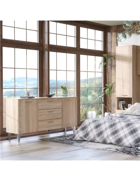 Santino Sonoma Oak Effect Large Wide 2 Door & 3 Drawer Sideboard, 3235 - pic 115088 | FastDaddyshop
