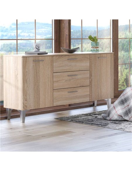 Santino Sonoma Oak Effect Large Wide 2 Door & 3 Drawer Sideboard, 3235 - pic 115089 | FastDaddyshop