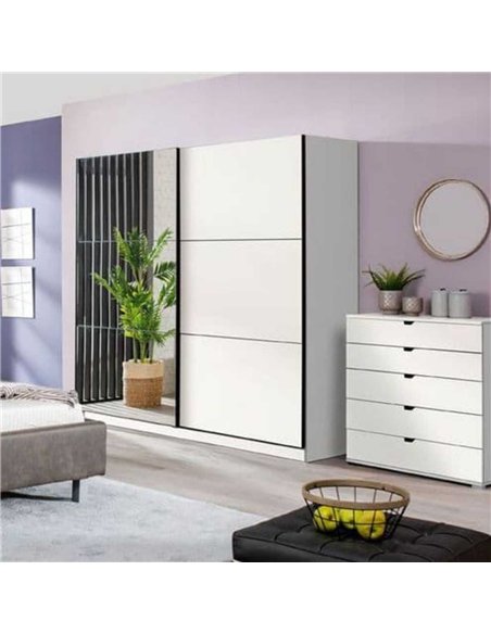 Valentina White 220cm Sliding Wardrobe with Mirror, 3045 - pic 115094 | FastDaddyshop