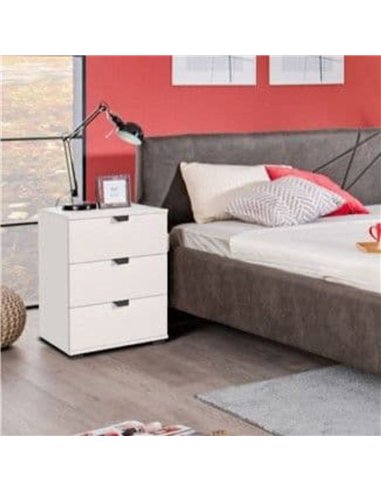 Limone Arctic White 3 Drawer Bedside Table, 3402