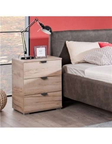 Limone Oak Effect 3 Drawer Bedside Table, 3404